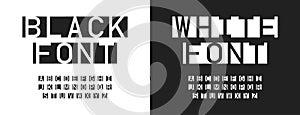 Geometric square font in blask and white background. Modern minimal aphabet in vector flat