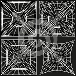 Geometric square pattern. Abstract line structure. Black white Vector backdrop. Symmetrical repeat element.