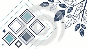 Geometric Square Patterns with Leaves, Modern Botanical Design, Abstract Decor, vector design Generative AI