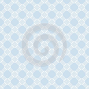 Geometric square texture. Blue vector seamless pattern with rhombuses, squares