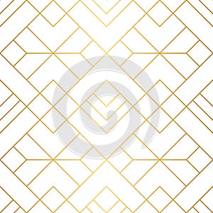 Geometric squares seamless pattern with minimalistic gold lines.