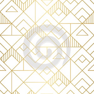 Geometric squares seamless pattern with mnimalistic gold design