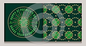 Geometric St Patricks day pattern, circular label