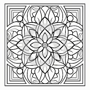 Geometric Stained Glass Flower Coloring Page