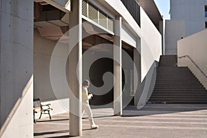 Geometric staircase and library administration building photo