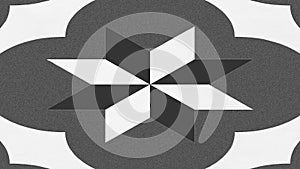 Black and White Geometric Star Pattern with Textured Tile Effect