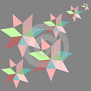 Geometric star vector background pattern abstract colorful art with diamond and triangle shapes grey pink green red beige blue