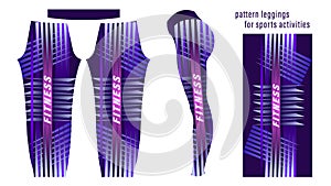 Geometric stripe pattern purple leggings for sports activities