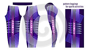 Geometric stripe pattern purple leggings for sports activities photo