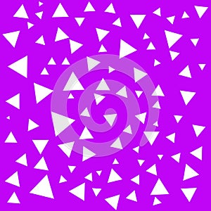 Geometric structure. Abstract white triangles backdrop. Triangle on the purple background