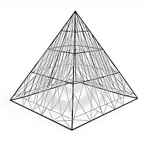 Geometric structure composed of interconnected black lines forming a 3D wireframe