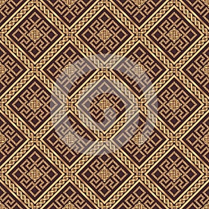 Geometric stylish background. Golden antique seamless pattern.