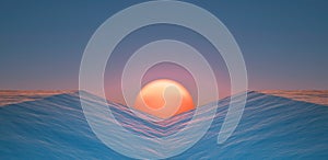 geometric surreal seascape with sunset