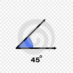 45 degree angle icon. Geometric symbol. Vector illustration on transparent background
