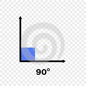 90 degree angle icon. Geometric symbol. Vector illustration on transparent background