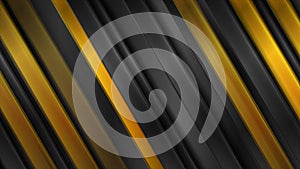 Geometric tech black glossy and luxury golden stripes abstract motion background