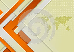 Geometric technology background with world map