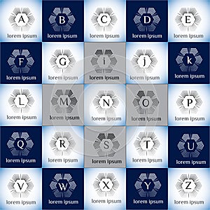 Geometric technology vector logo template set.