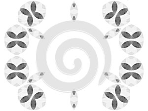 Geometric texture along the edge of the white background in the form of smaller and larger abstract gray leaves