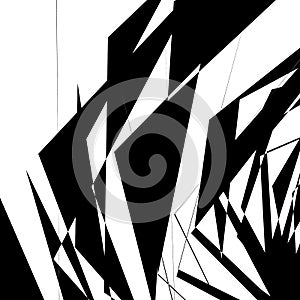 Geometric texture with random angular shapes. Monochrome art