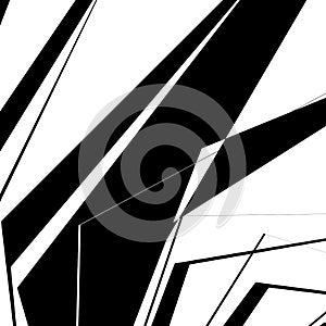 Geometric texture with random angular shapes. Monochrome art