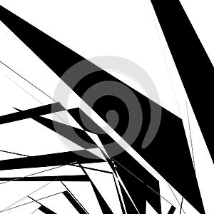 Geometric texture with random angular shapes. Monochrome art