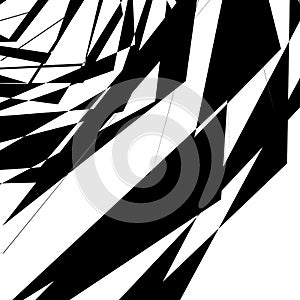 Geometric texture with random angular shapes. Monochrome art