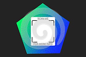 Geometric textured QR code vector element, scan me phone label template.