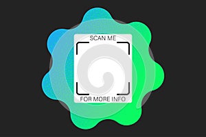 Geometric textured QR code vector element, scan me phone label template.