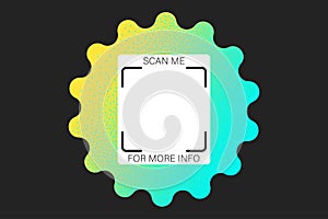 Geometric textured QR code vector element, scan me phone label template.