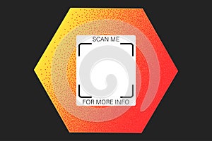 Geometric textured QR code vector element, scan me phone label template.