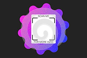 Geometric textured QR code vector element, scan me phone label template.