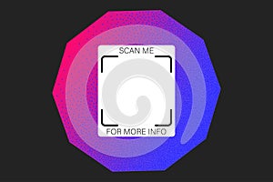 Geometric textured QR code vector element, scan me phone label template.