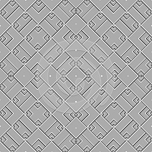 Geometric textured rhombus seamless pattern. Gray vector background. Modern repeat relief backdrop. Emboss style geometrical
