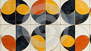 Geometric Tile Pattern with Circles and Semicircles