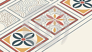 Geometric tile pattern, decorative design, abstract floor art vector design Generative AI