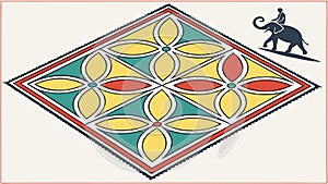Geometric tile pattern with elephant and diamond vector design Generative AI