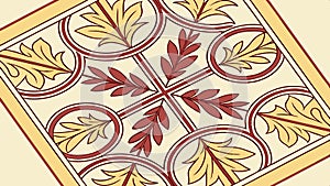 Geometric tile pattern with leaf motif vector design Generative AI