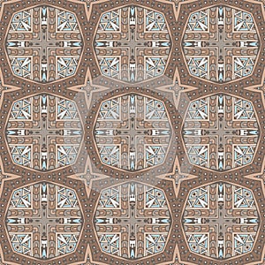 Geometric tiled grunge doodle pattern