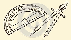 Geometric Tools Protractor and Compass Vector, vector design Generative AI