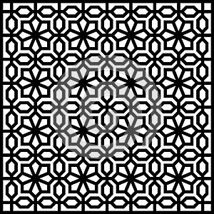 A geometric, traditional Islamic pattern design or \'arabesque\' in vector editable format.