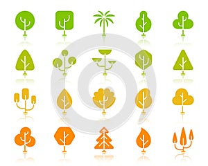 Geometric Trees color silhouette icons vector set