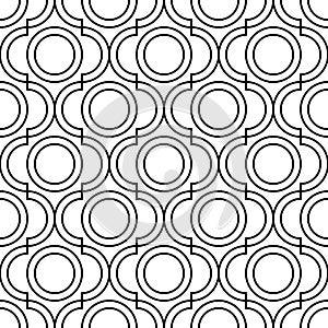 Geometric trellis pattern. Black and white seamless background. Screen print vector texture