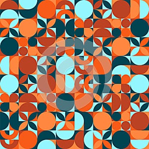 Geometric trendy pattern. Modern colorful background with simple elements. Retro texture with basic geometric shapes