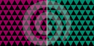 Geometric Triangle Pattern. Abstract Geometric Pattern In Rose Garnet, Generic Viridian and Black Color photo