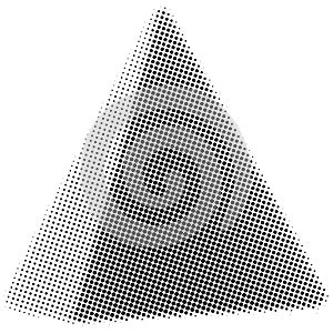 Geometric triangle shape with a halftone dot pattern texture and a white background