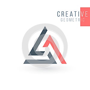 Geometric triangle unity abstract logo design. Technology business identity concept. Creative corporate template. Stock Vector