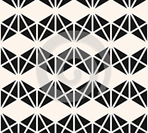 Triangles seamless pattern. Vector abstract black and white geometric texture