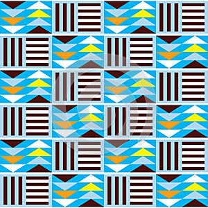 Geometric tribal Kente seamless vector pattern, African nwentoma mud cloth style inspired vector design