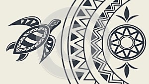 Geometric Tribal Turtle Pattern Vector, vector design Generative AI